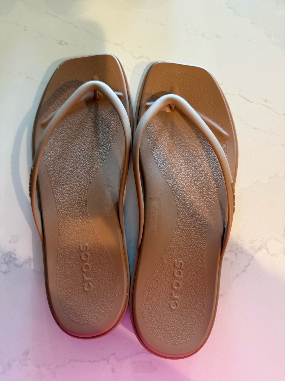 CROCS Women's Tan Flip Flop Sandals
